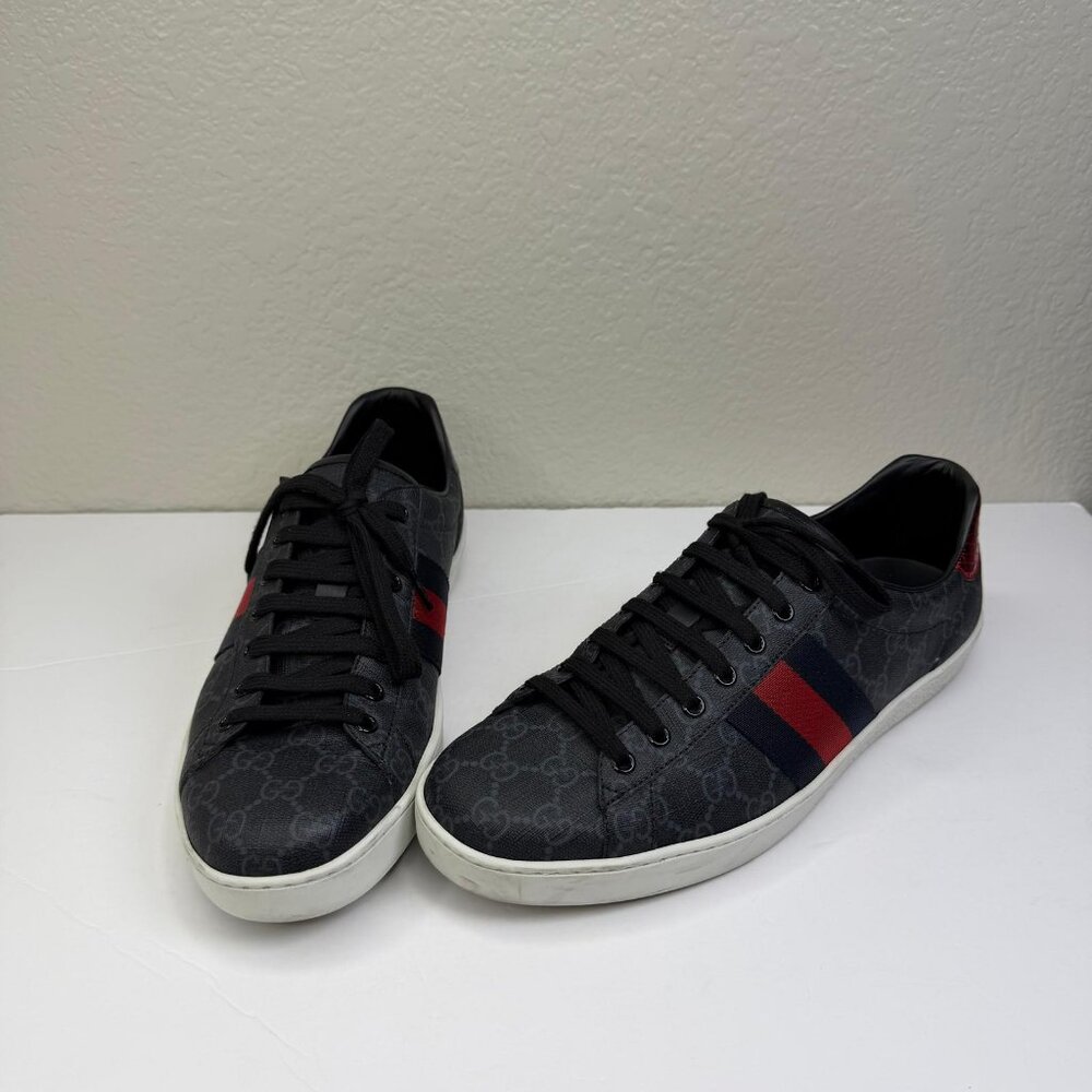 Mens Gucci Ace GG Supreme Sneakers Black/Grey U.S. Size 10 - Picture 11 of 12